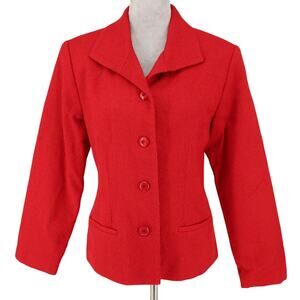 Coldwater Creek Jacket Womens Large Red Tweed Lined Blazer Pockets Career